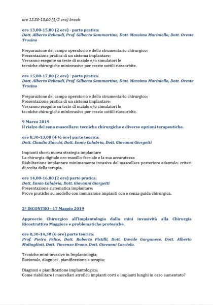 Corso di perfezionamento in chirurgia orale e ricostruttiva UniversitÃ  di Napoli Federico II - NA